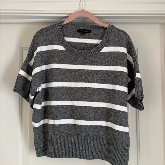 Banana Republic Sweaters - Banana Republic Charcoal and White Striped Sweater